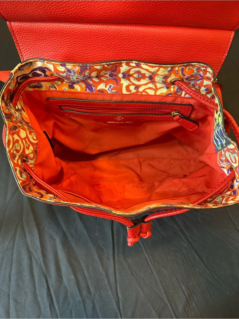 Nanette Lepore Red Pebbled Satchel with Gold Hardware